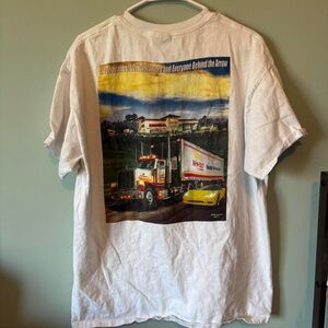 White Graphic Tee with Truck Design